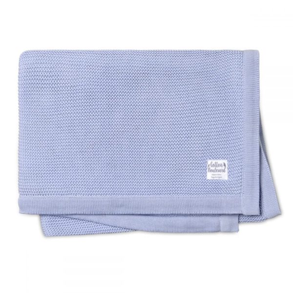 Organic Cotton Knitted Blanket Misty Blue
