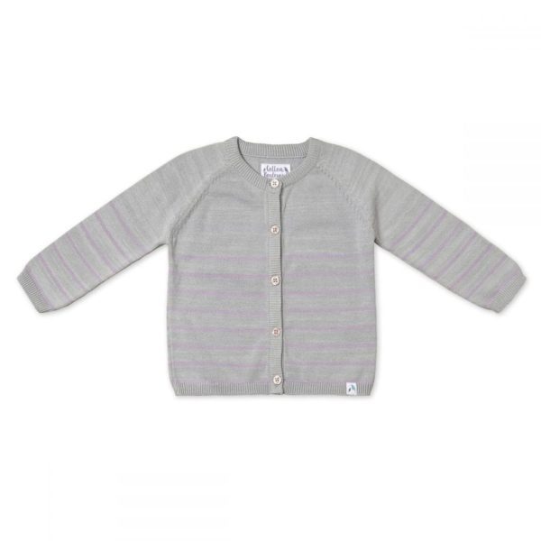 Pure Cotton Knitted Cardigan, Girls, Striped Pattern